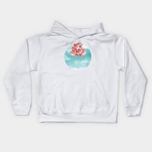 Red Balloons Teal Sky Kids Hoodie